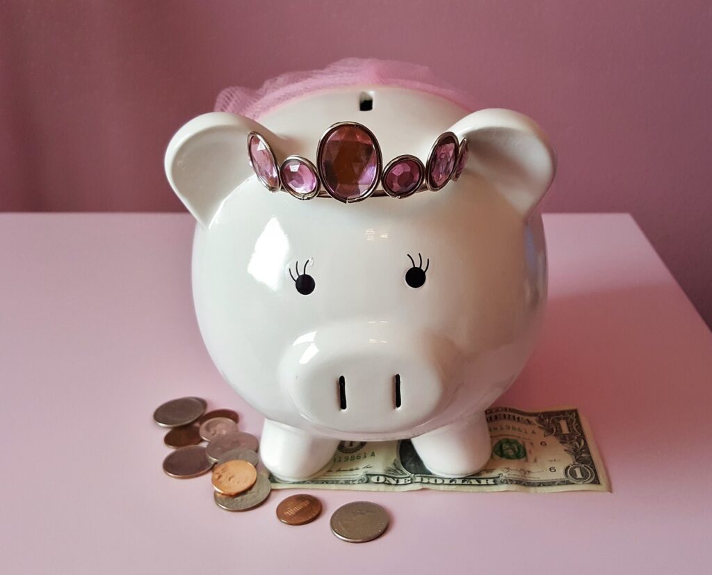 piggy bank, pig, piggy-1446874.jpg. Blog graphic for blog post Want Money For Tomorrow? Start Saving Today! for awomansoutlook.com